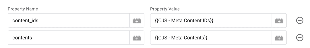GTM Facebook Pixel object properties